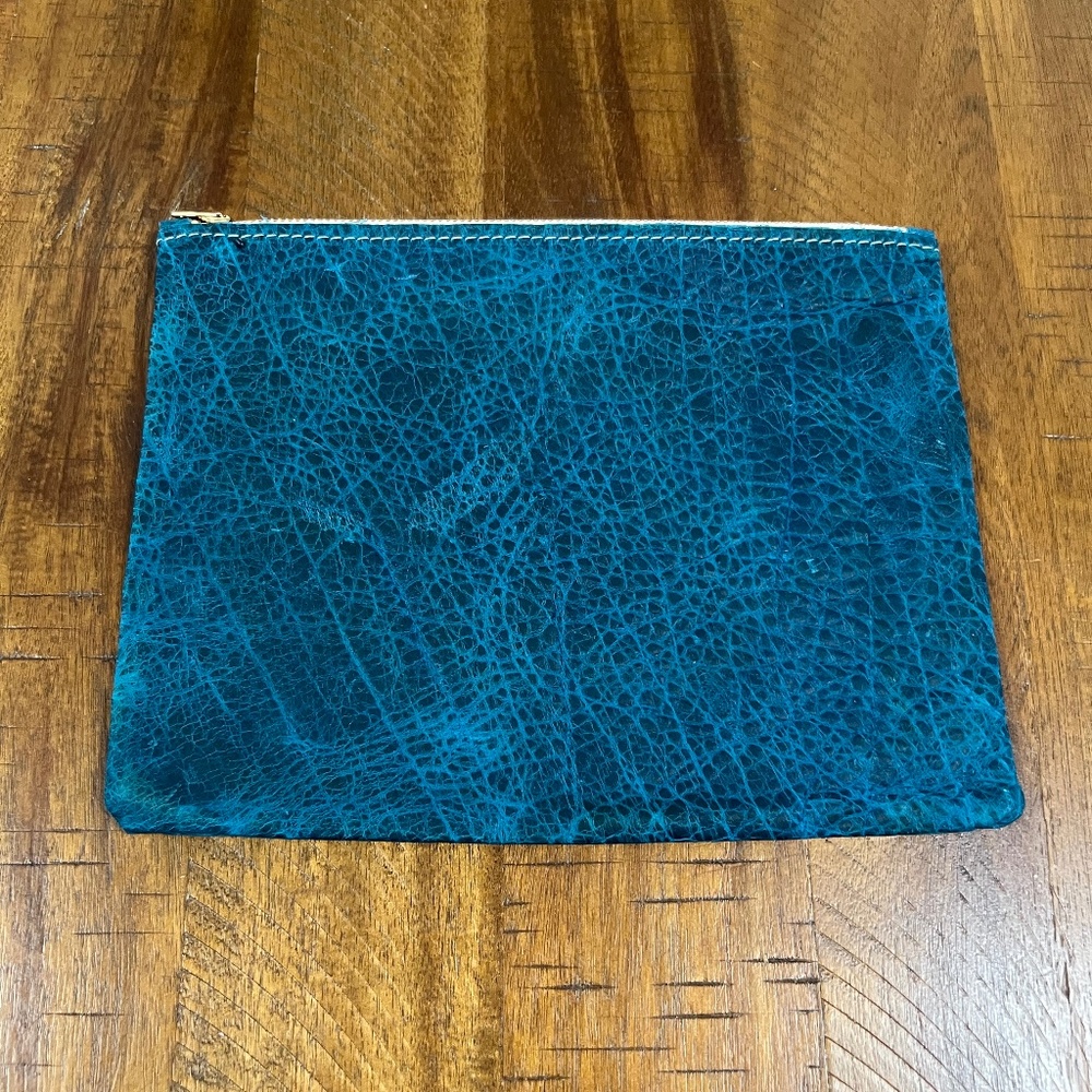 VGUC KMM&Co Medium Petrol Blue Bison Leather Pouch